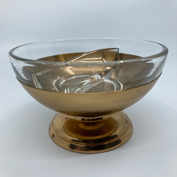 Bronze and Glass Mid Century Modern Split Bowl (2 pieces) by Saxton Inc - Picture 3 of 4